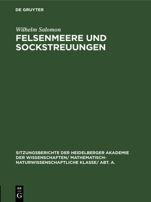 cover image of Felsenmeere und Sockstreuungen